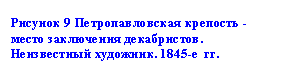 Подпись: Рисунок 9 Петропавловская крепость - ме-сто заключения декабристов. Неизвестный художник. 1845-е гг.